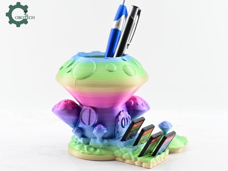 MUSHROOM HOUSE SWITCH GAME CARD AND PEN HOLDER - GAMING DESK ACCESSORY, GAME CARD ORGANIZER, HOME DECOR, COOL GIFT