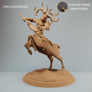 Deer Centaur hunter with spear charging - Pre supported