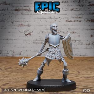 Skeleton Army Mace & Shield / Undead Soldier / Evil Skelet Warrior / Zombie Fighter / Evil Bone Kingdom / Walking Dead Monster / Rotting Humanoid / Graveyard Encounter