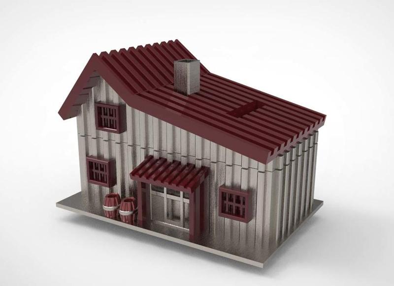 a wooden house coin bank