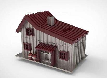 a wooden house coin bank