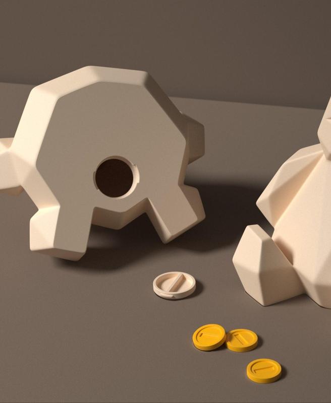 Low-poly Snorlax - Piggy Bank