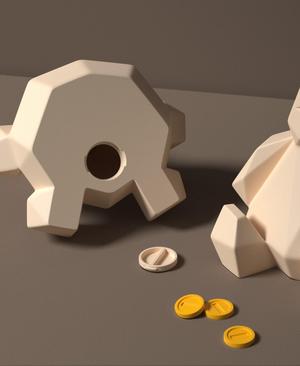 Low-poly Snorlax - Piggy Bank