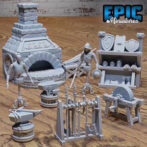 Blacksmith Scatter / Forge Worker Building Environment / Metal Artist Store Items / Smithy Equipment / Workshop Item / Dungeon Area Decoration