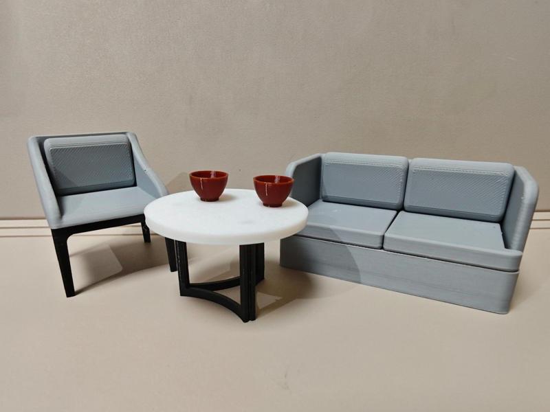 Miniature Furniture Sofa and Coffee Table Three-Piece Set
