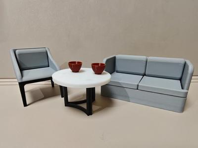 Miniature Furniture Sofa and Coffee Table Three-Piece Set