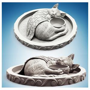 Sleeping Cat Animal Planter - STL Format 3D Printable Ready File