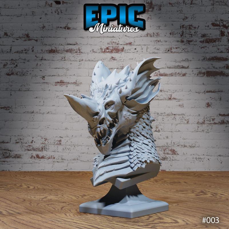 Blue Dragon Bust / Drake Decoration / Collectible Monster / Fantasy Figure / Magical Beast Statue / Legendary Draconic Army