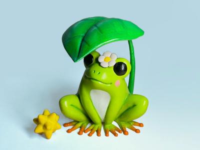 Cute frog with flower