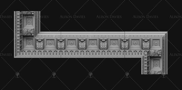Dentil Acanthus Bracket Cornice for dollhouse 3D print model
