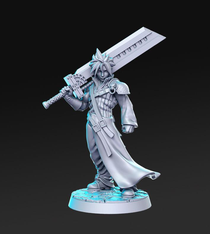 Cloud Advent Children Final Fantasy 32mm Pre-supported
