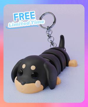 Flexi Dachshund Dog Keychain (Single Color)
