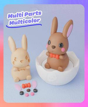 Easter Bunny Clicker & Keychain (Multicolor & Separated Parts)