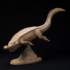 Sarchosuchus swimming 1-35 scale pre-supported crocodilian
