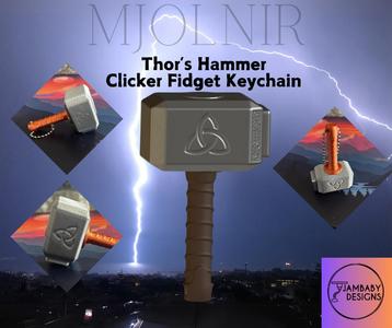 Mjolnir- Thor's Hammer Clicker Fidget Keychain