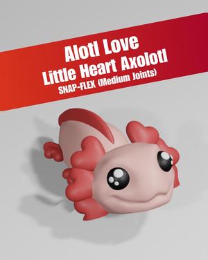 Alotl Love, Little Heart Axolotl - Articulated Snap-Flex Fidget Toy (Medium Joints)