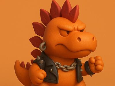 Punk Stegosaurus in Rebel Mode