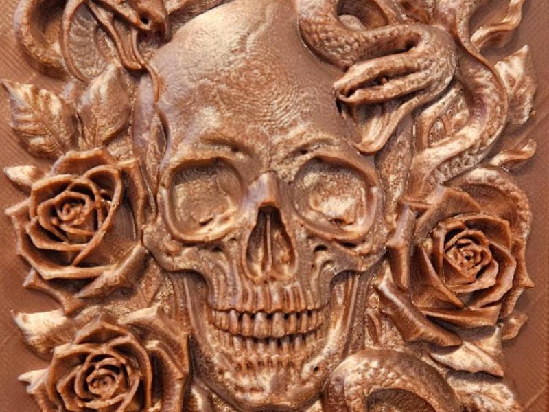 Skull with Snakes and Roses
