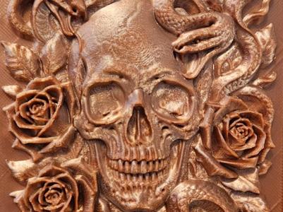 Skull with Snakes and Roses