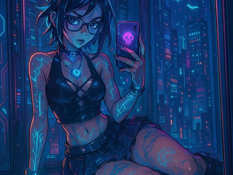 anime girl at night