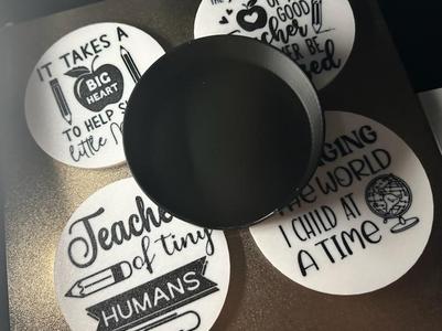 Teacher Coaster Set - 4 designs with holder