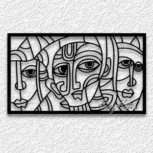 framed art deco faces wall art modern cubism home decor