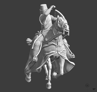 Medieval Crusader Knight fighting with mace