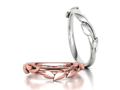 Floral  Wedding band Leaves gold ring 3dmodel