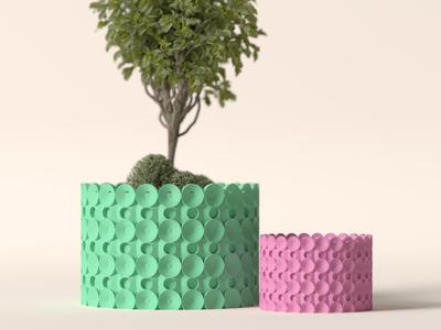 Modern Planter. Plant Pot with 3d texture