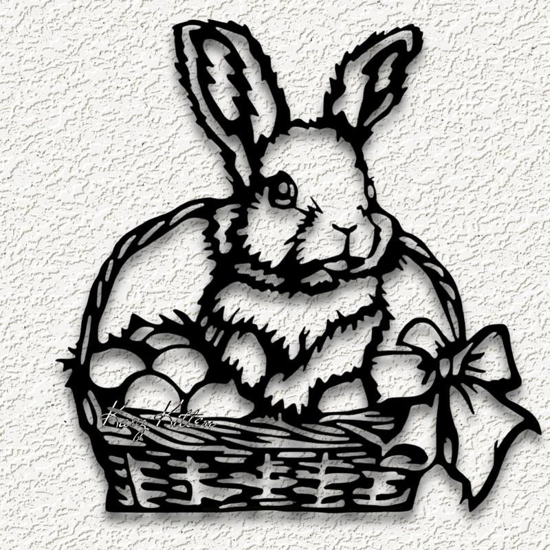 bunny rabbit easter basket wall art country holiday home decor