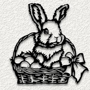 bunny rabbit easter basket wall art country holiday home decor