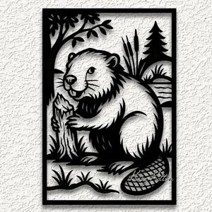 framed beaver wall art mountain wildlife home decor