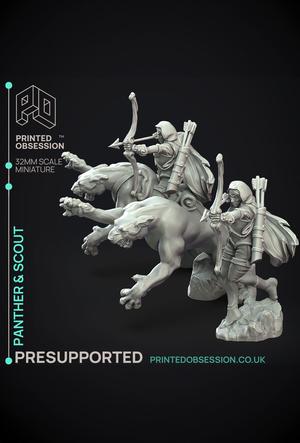 Panther & Scout - Elf and Familar - 4 Models - PRESUPPORTED - 32mm Scale 