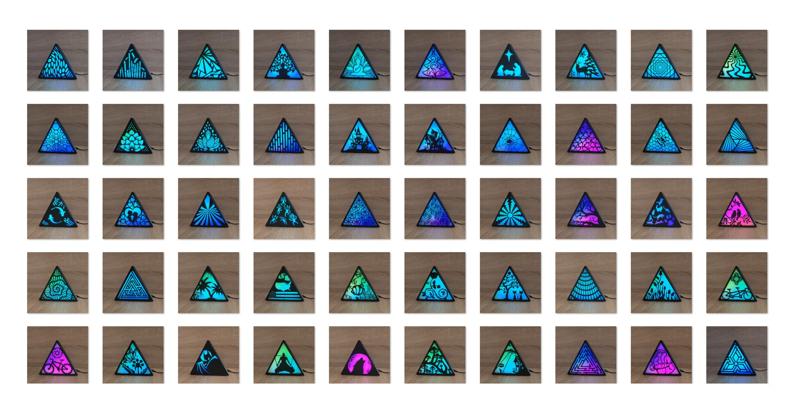 Triangle Led Lamp  - 50 different faces 