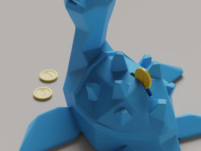 Low-poly Lapras - Piggy Bank