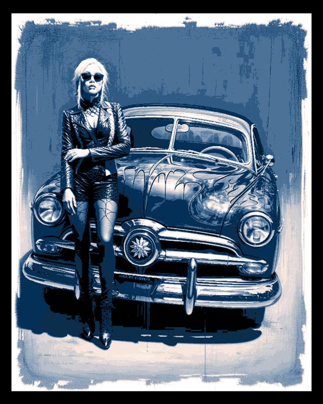 Printed Wall Art - Classic hotrod and the queen of the races - Hueforge art
