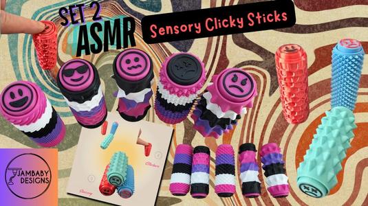 ASMR Sensory Clicky Sticks Set 2-- Keychains for calming and stimming