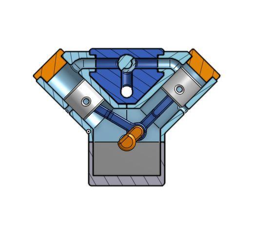 Working V4 compressed air engine