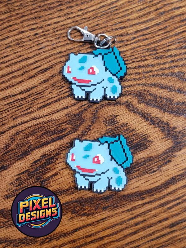 #0001 Bulbasaur Pixel Art with Keychain