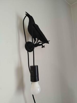 Crow lamp with branch wall attachment