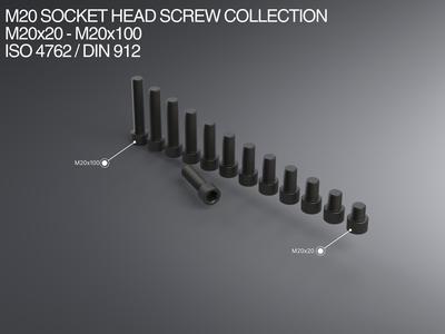 M20 Socket Head Screw Collection M20x20-M20x100 ISO 4762 / DIN 912
