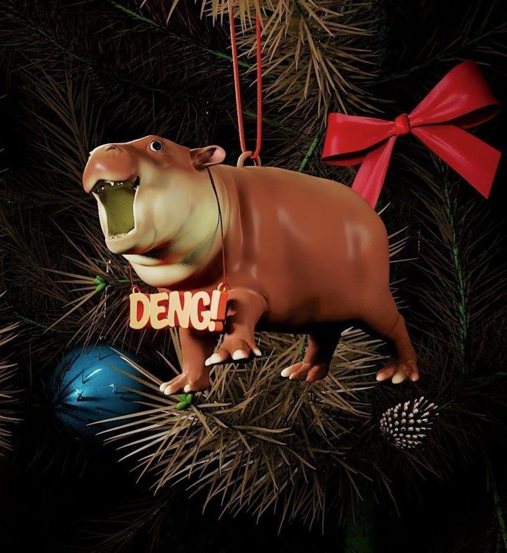 Moo Deng Hippo stl Christmas tree ornament - 3d print