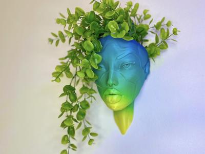 CYBERPUNK HEAD WALL PLANTER NO SUPPORTS