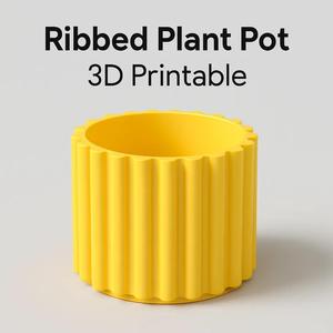 Ribbed Plant Pot – Modern & 3D Printable   