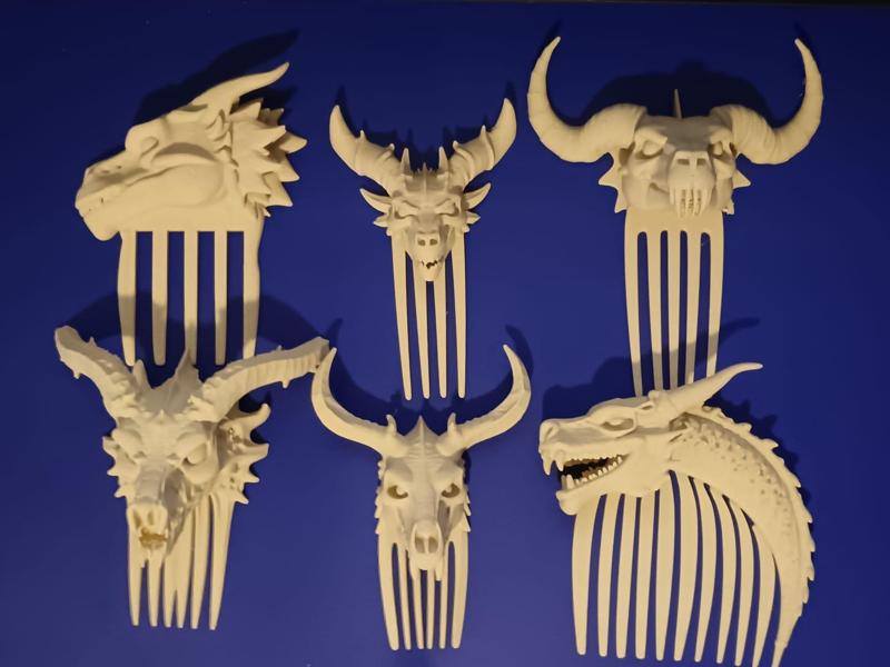 Dragon Skull Hair Combs - Set 02