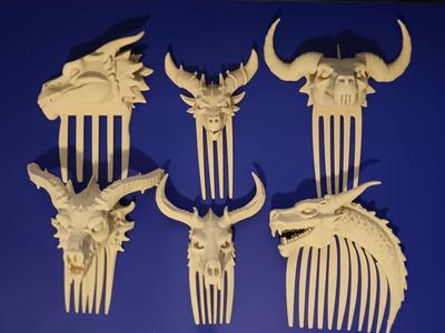 Dragon Skull Hair Combs - Set 02