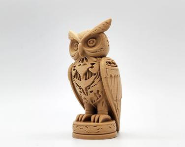Wood-Carved Owl Totem