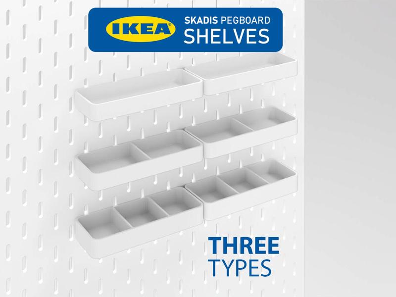 IKEA SKADIS Pegboard shelves SET