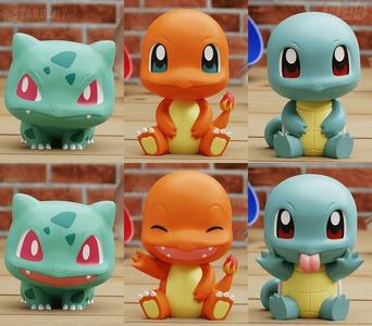 STARTER CHIBI 6 MODELS FANART BULBASAUR SQUIRTLE CHARMANDER