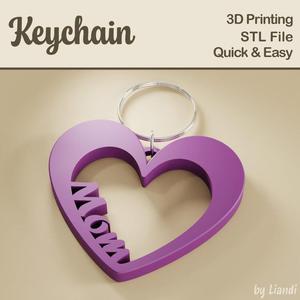 Love Mom Heart STL Keychain – 3D Print File, Mother’s Day Gift Keyring or Bag Charm, Digital Download for Commercial Use